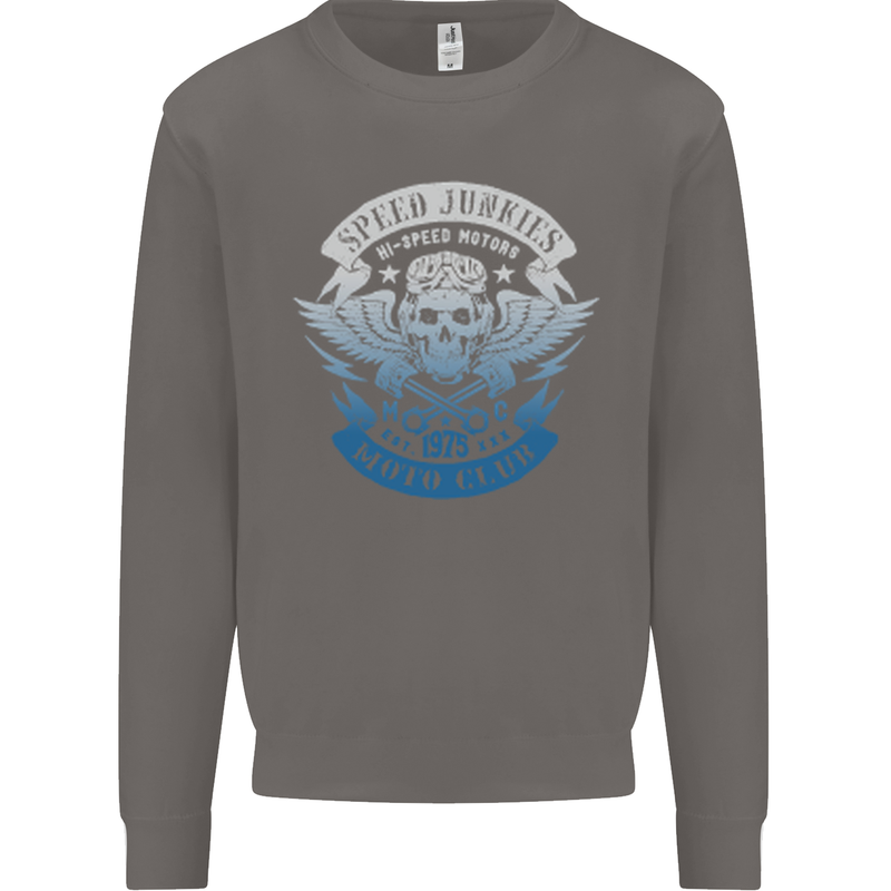 High Speed Junkies Biker Mortorcycle Mens Sweatshirt Jumper Charcoal