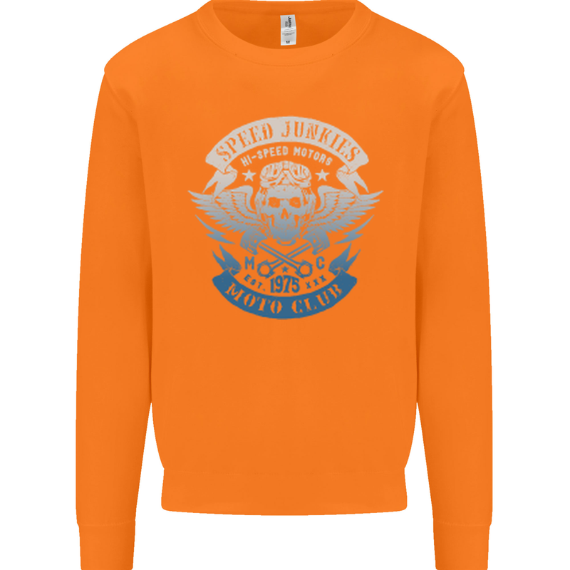 High Speed Junkies Biker Mortorcycle Mens Sweatshirt Jumper Orange
