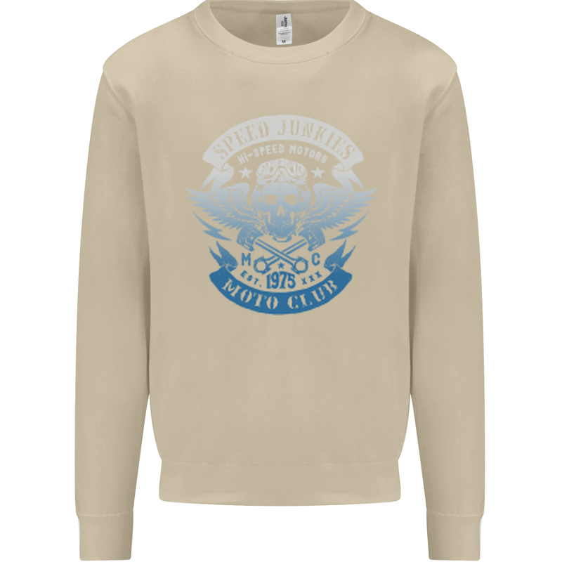 High Speed Junkies Biker Mortorcycle Mens Sweatshirt Jumper Sand