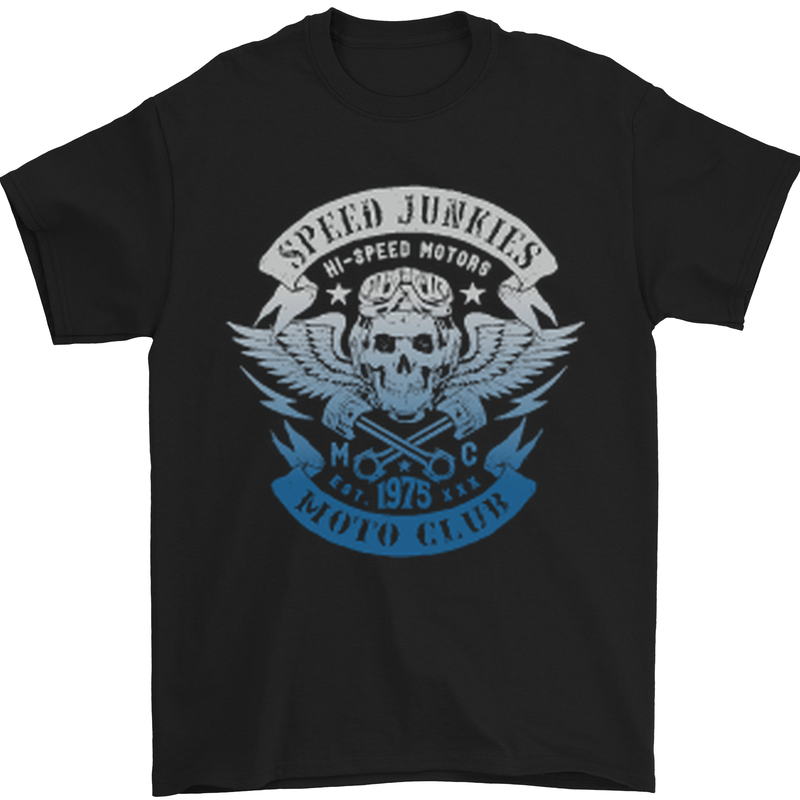 High Speed Junkies Biker Mortorcycle Mens T-Shirt Cotton Gildan Black