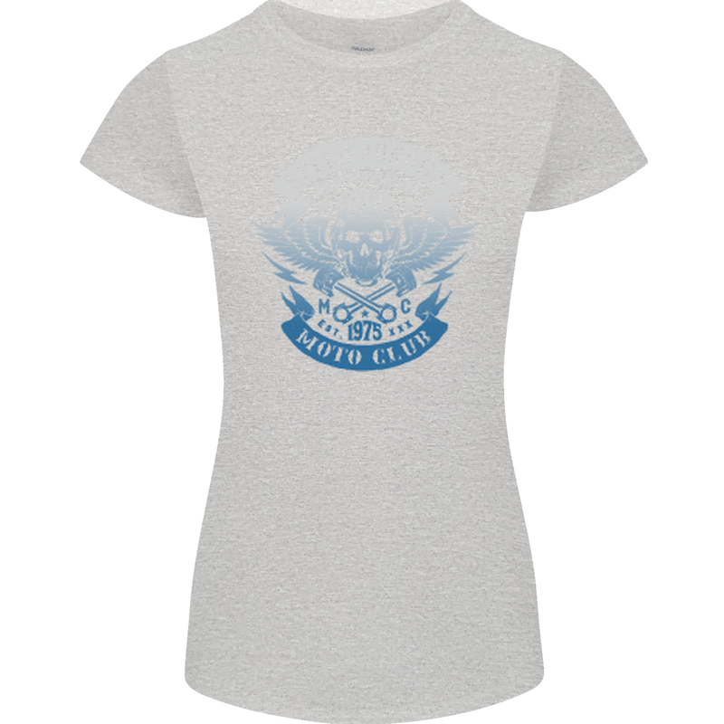 High Speed Junkies Biker Mortorcycle Womens Petite Cut T-Shirt Sports Grey