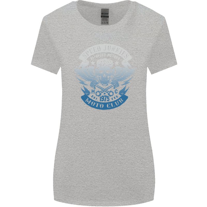 High Speed Junkies Biker Mortorcycle Womens Wider Cut T-Shirt Sports Grey