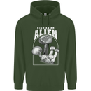 High as An Alien Magic Mushrooms LSD Trippy Childrens Kids Hoodie Forest Green