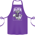 High as An Alien Magic Mushrooms LSD Trippy Cotton Apron 100% Organic Purple