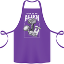 High as An Alien Magic Mushrooms LSD Trippy Cotton Apron 100% Organic Purple
