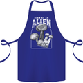 High as An Alien Magic Mushrooms LSD Trippy Cotton Apron 100% Organic Royal Blue