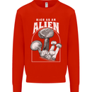 High as An Alien Magic Mushrooms LSD Trippy Kids Sweatshirt Jumper Bright Red