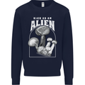 High as An Alien Magic Mushrooms LSD Trippy Kids Sweatshirt Jumper Navy Blue