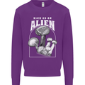 High as An Alien Magic Mushrooms LSD Trippy Kids Sweatshirt Jumper Purple