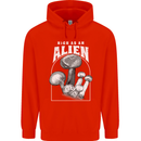 High as An Alien Magic Mushrooms LSD Trippy Mens 80% Cotton Hoodie Bright Red