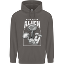 High as An Alien Magic Mushrooms LSD Trippy Mens 80% Cotton Hoodie Charcoal