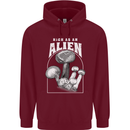 High as An Alien Magic Mushrooms LSD Trippy Mens 80% Cotton Hoodie Maroon