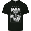 High as An Alien Magic Mushrooms LSD Trippy Mens Cotton T-Shirt Tee Top Black