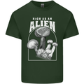 High as An Alien Magic Mushrooms LSD Trippy Mens Cotton T-Shirt Tee Top Forest Green