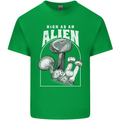 High as An Alien Magic Mushrooms LSD Trippy Mens Cotton T-Shirt Tee Top Irish Green