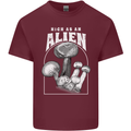 High as An Alien Magic Mushrooms LSD Trippy Mens Cotton T-Shirt Tee Top Maroon