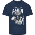High as An Alien Magic Mushrooms LSD Trippy Mens Cotton T-Shirt Tee Top Navy Blue