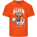 High as An Alien Magic Mushrooms LSD Trippy Mens Cotton T-Shirt Tee Top Orange
