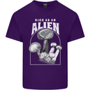 High as An Alien Magic Mushrooms LSD Trippy Mens Cotton T-Shirt Tee Top Purple