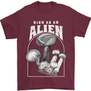 High as An Alien Magic Mushrooms LSD Trippy Mens T-Shirt 100% Cotton Maroon