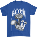 High as An Alien Magic Mushrooms LSD Trippy Mens T-Shirt 100% Cotton Royal Blue