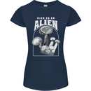 High as An Alien Magic Mushrooms LSD Trippy Womens Petite Cut T-Shirt Navy Blue