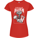 High as An Alien Magic Mushrooms LSD Trippy Womens Petite Cut T-Shirt Red