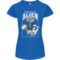High as An Alien Magic Mushrooms LSD Trippy Womens Petite Cut T-Shirt Royal Blue