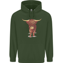 Highland Cattle Cow Scotland Scottish Childrens Kids Hoodie Forest Green