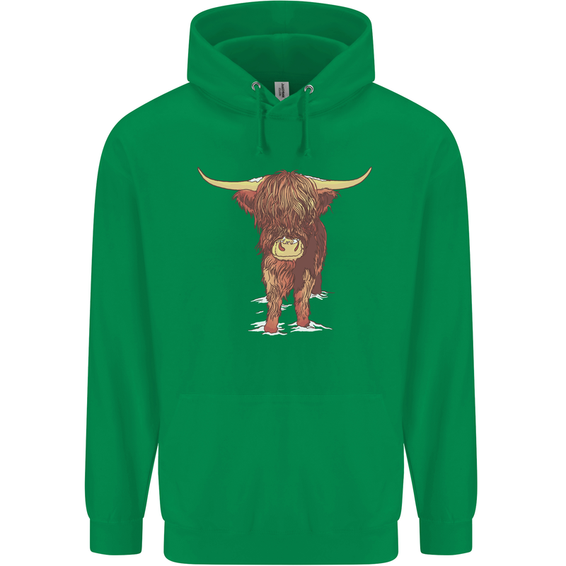 Highland Cattle Cow Scotland Scottish Childrens Kids Hoodie Irish Green