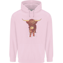 Highland Cattle Cow Scotland Scottish Childrens Kids Hoodie Light Pink