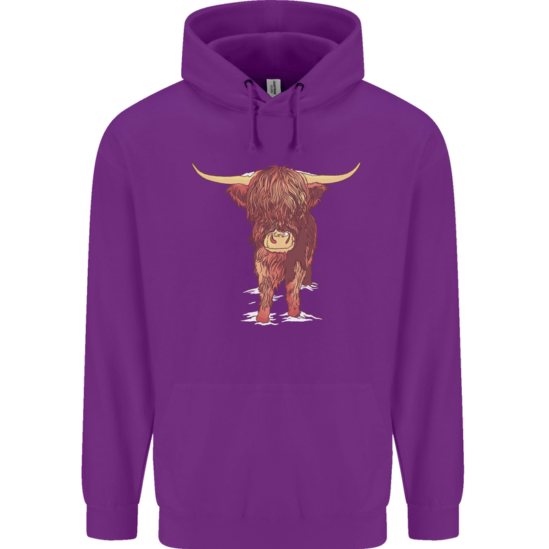 Highland Cattle Cow Scotland Scottish Childrens Kids Hoodie Purple