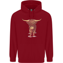 Highland Cattle Cow Scotland Scottish Childrens Kids Hoodie Red