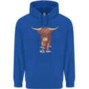 Highland Cattle Cow Scotland Scottish Childrens Kids Hoodie Royal Blue