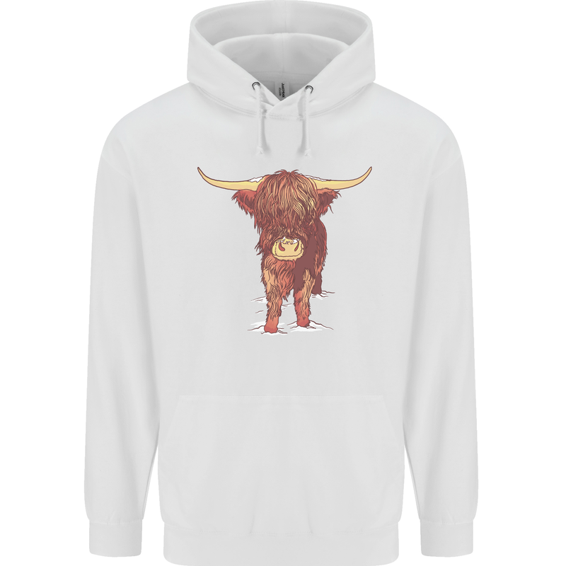 Highland Cattle Cow Scotland Scottish Childrens Kids Hoodie White