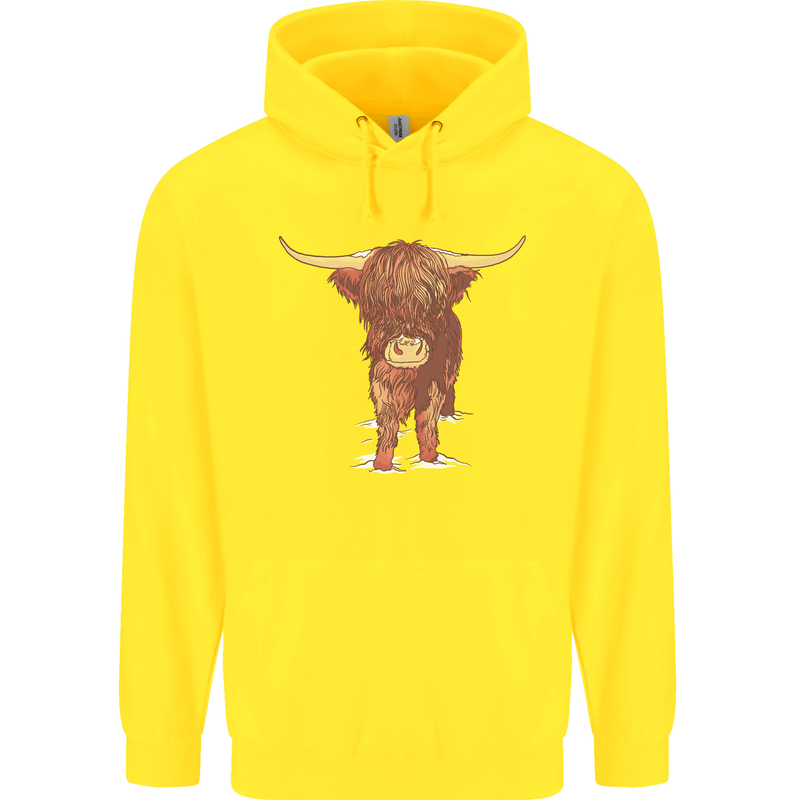 Highland Cattle Cow Scotland Scottish Childrens Kids Hoodie Yellow