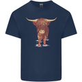 Highland Cattle Cow Scotland Scottish Kids T-Shirt Childrens Navy Blue