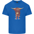 Highland Cattle Cow Scotland Scottish Kids T-Shirt Childrens Royal Blue