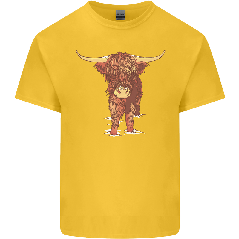 Highland Cattle Cow Scotland Scottish Kids T-Shirt Childrens Yellow