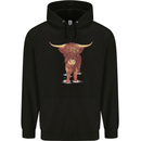 Highland Cattle Cow Scotland Scottish Mens 80% Cotton Hoodie Black