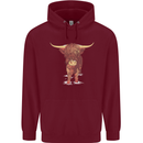Highland Cattle Cow Scotland Scottish Mens 80% Cotton Hoodie Maroon