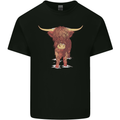 Highland Cattle Cow Scotland Scottish Mens Cotton T-Shirt Tee Top Black