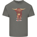 Highland Cattle Cow Scotland Scottish Mens Cotton T-Shirt Tee Top Charcoal