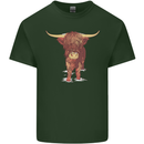 Highland Cattle Cow Scotland Scottish Mens Cotton T-Shirt Tee Top Forest Green