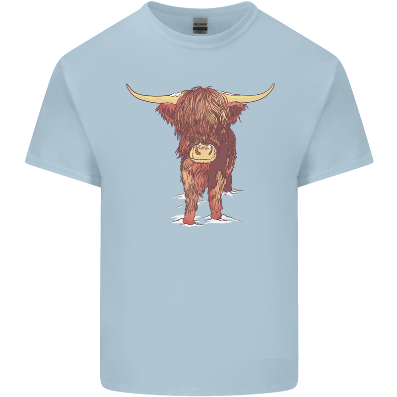 Highland Cattle Cow Scotland Scottish Mens Cotton T-Shirt Tee Top Light Blue