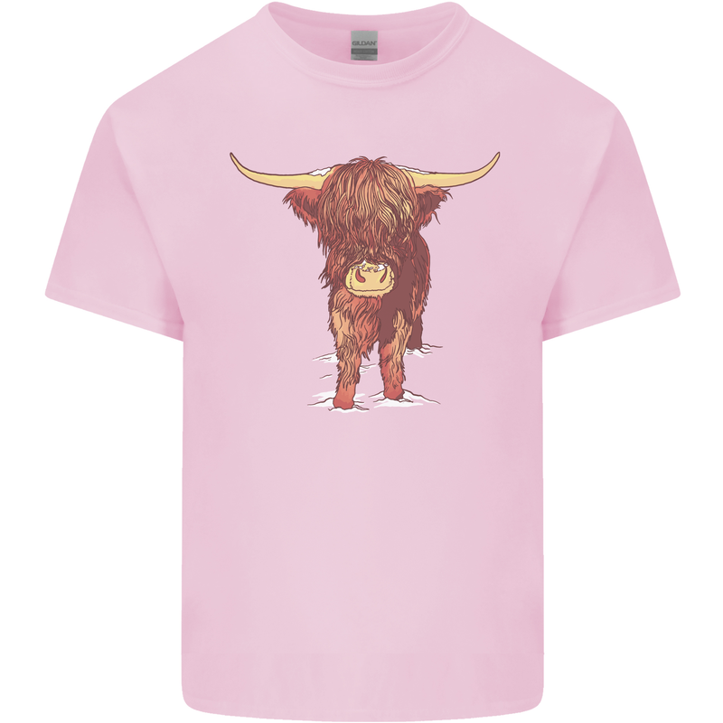 Highland Cattle Cow Scotland Scottish Mens Cotton T-Shirt Tee Top Light Pink