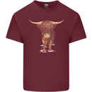Highland Cattle Cow Scotland Scottish Mens Cotton T-Shirt Tee Top Maroon