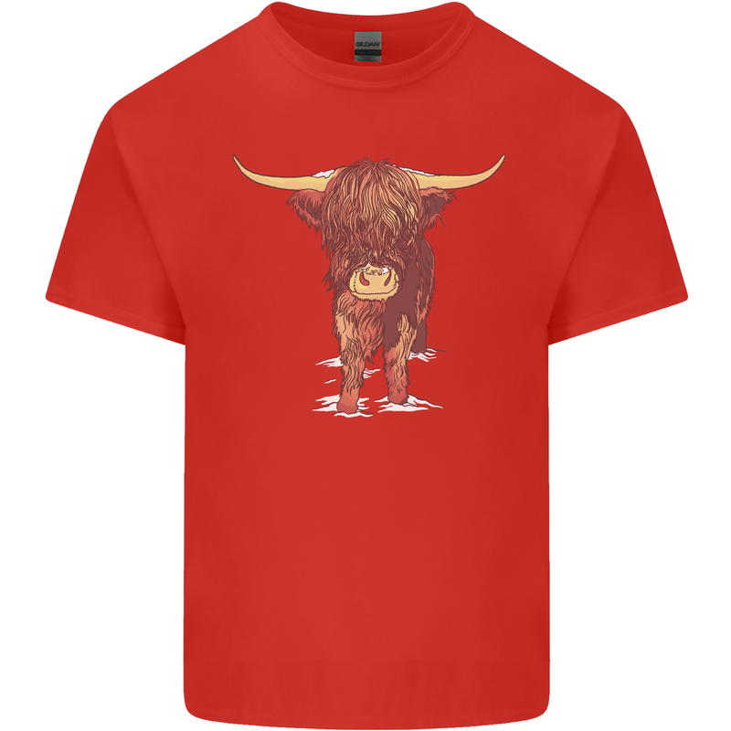 Highland Cattle Cow Scotland Scottish Mens Cotton T-Shirt Tee Top Red