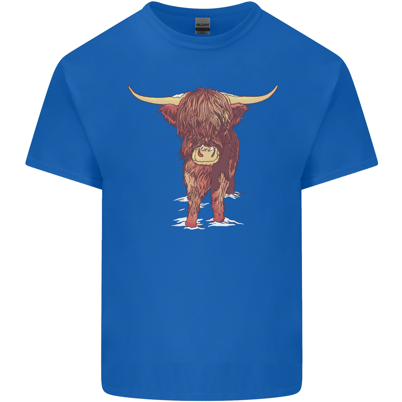 Highland Cattle Cow Scotland Scottish Mens Cotton T-Shirt Tee Top Royal Blue