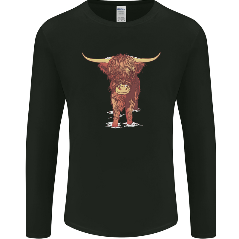 Highland Cattle Cow Scotland Scottish Mens Long Sleeve T-Shirt Black